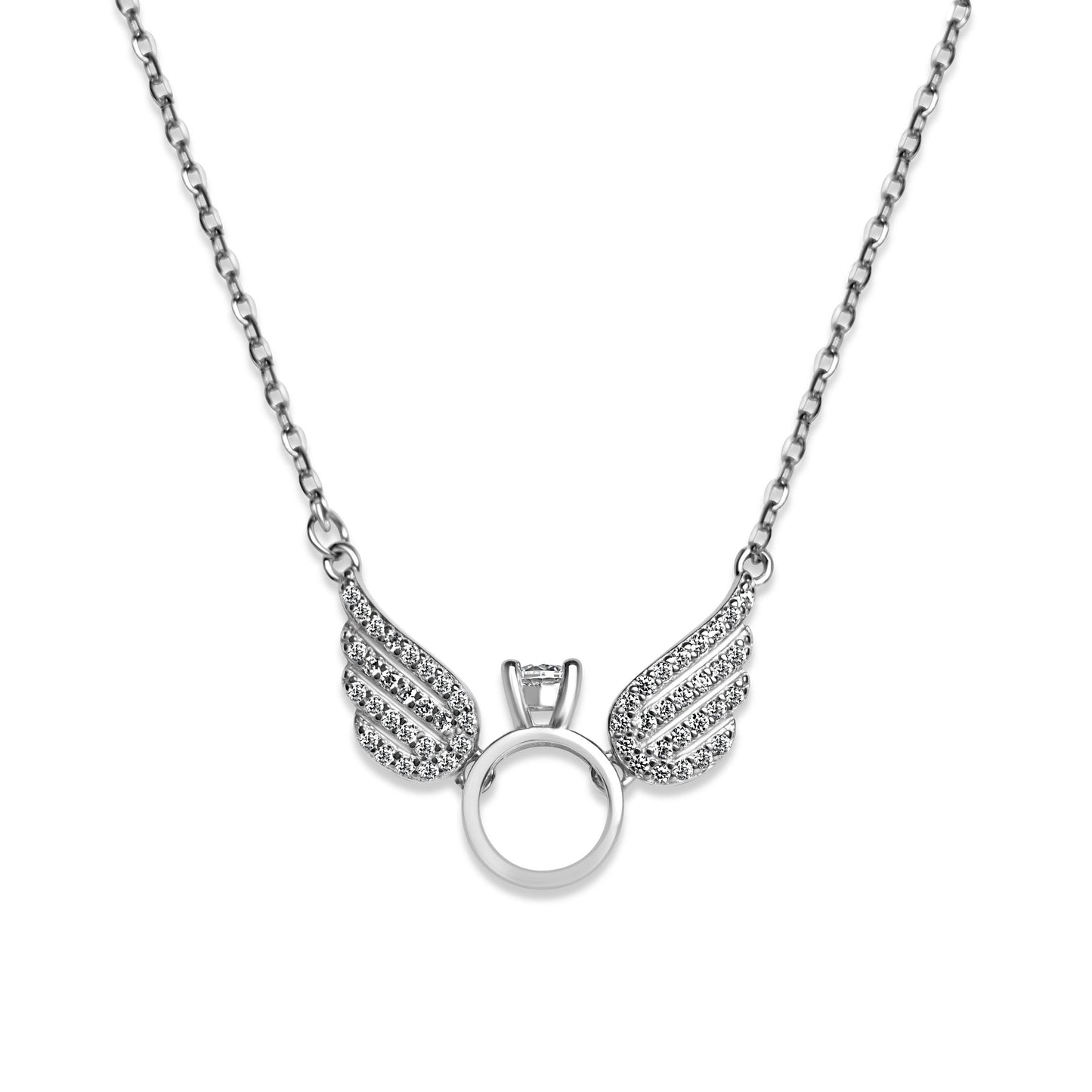 Angel Wings Silver Ring Necklace