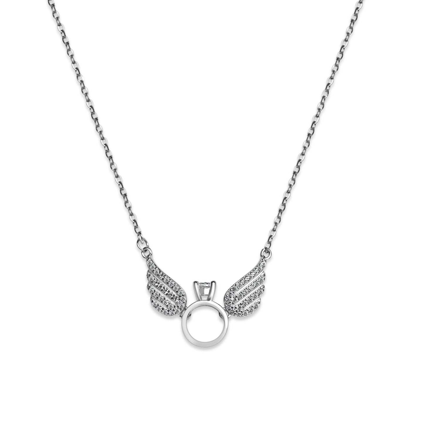 Angel Wings Silver Ring Necklace