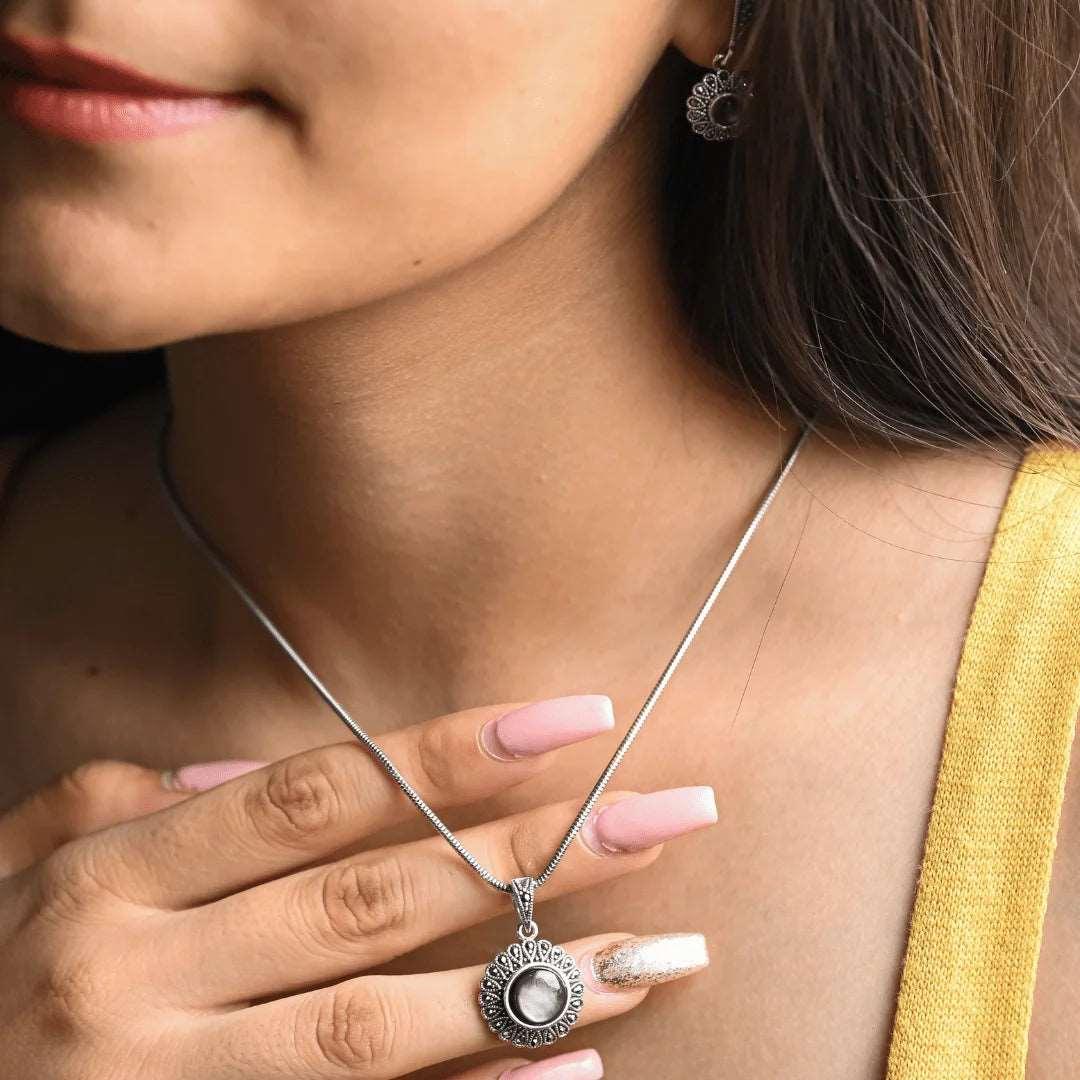 Oxidised Classic Silver Chain Set