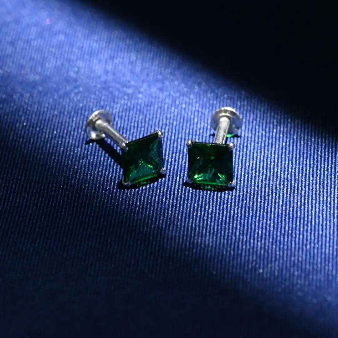 Green Silver Studs