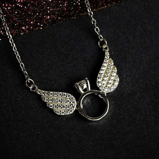 Angel Wings Silver Ring Necklace