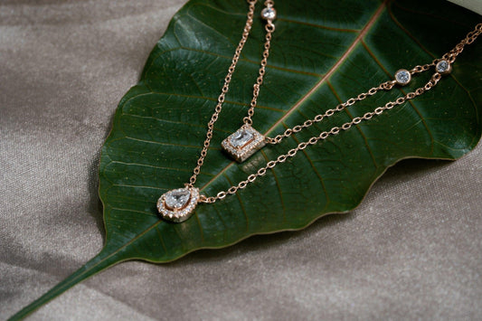 Classic Dual Layer 925 Rose Gold Necklace