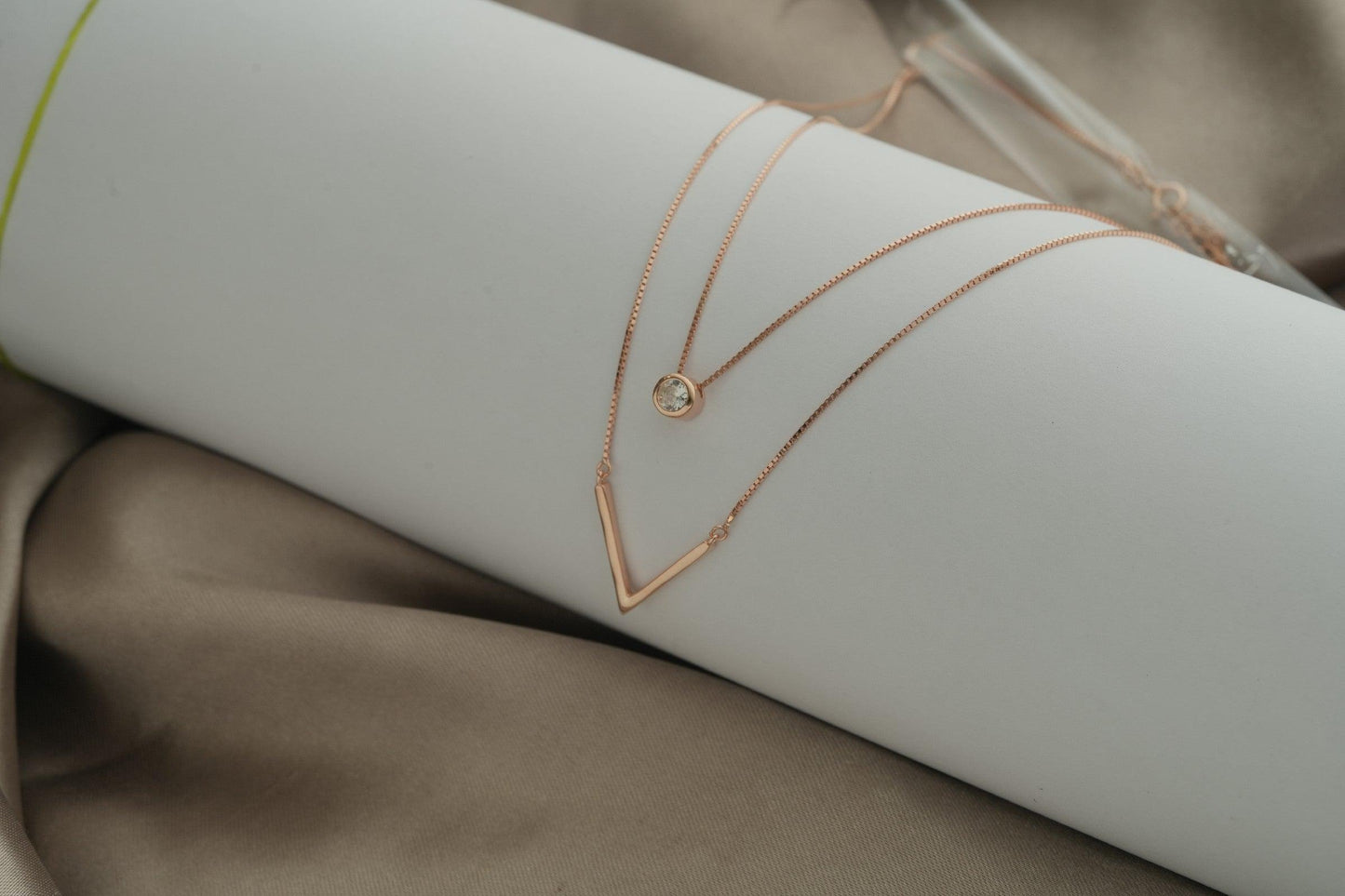 Rose Gold V- Shaped Double Layer Necklace