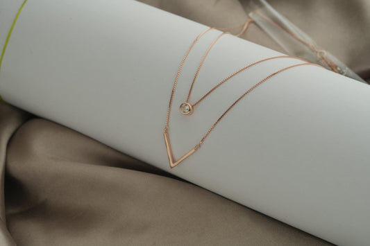 Rose Gold V- Shaped Double Layer Necklace