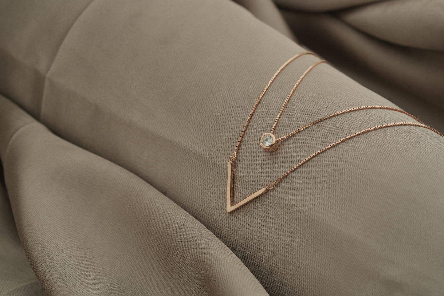 Rose Gold V- Shaped Double Layer Necklace