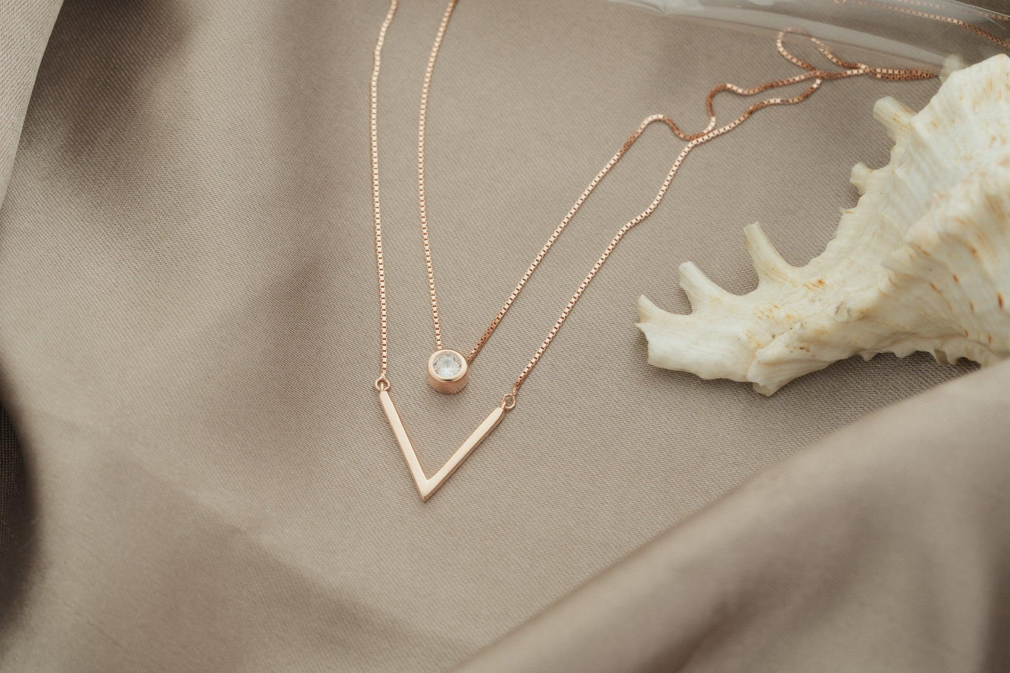 Rose Gold V- Shaped Double Layer Necklace