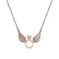 Rose Gold Angel Wings with Silver Chain Pendant
