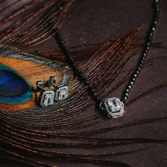 Silver Solitaire Mangalsutra Set