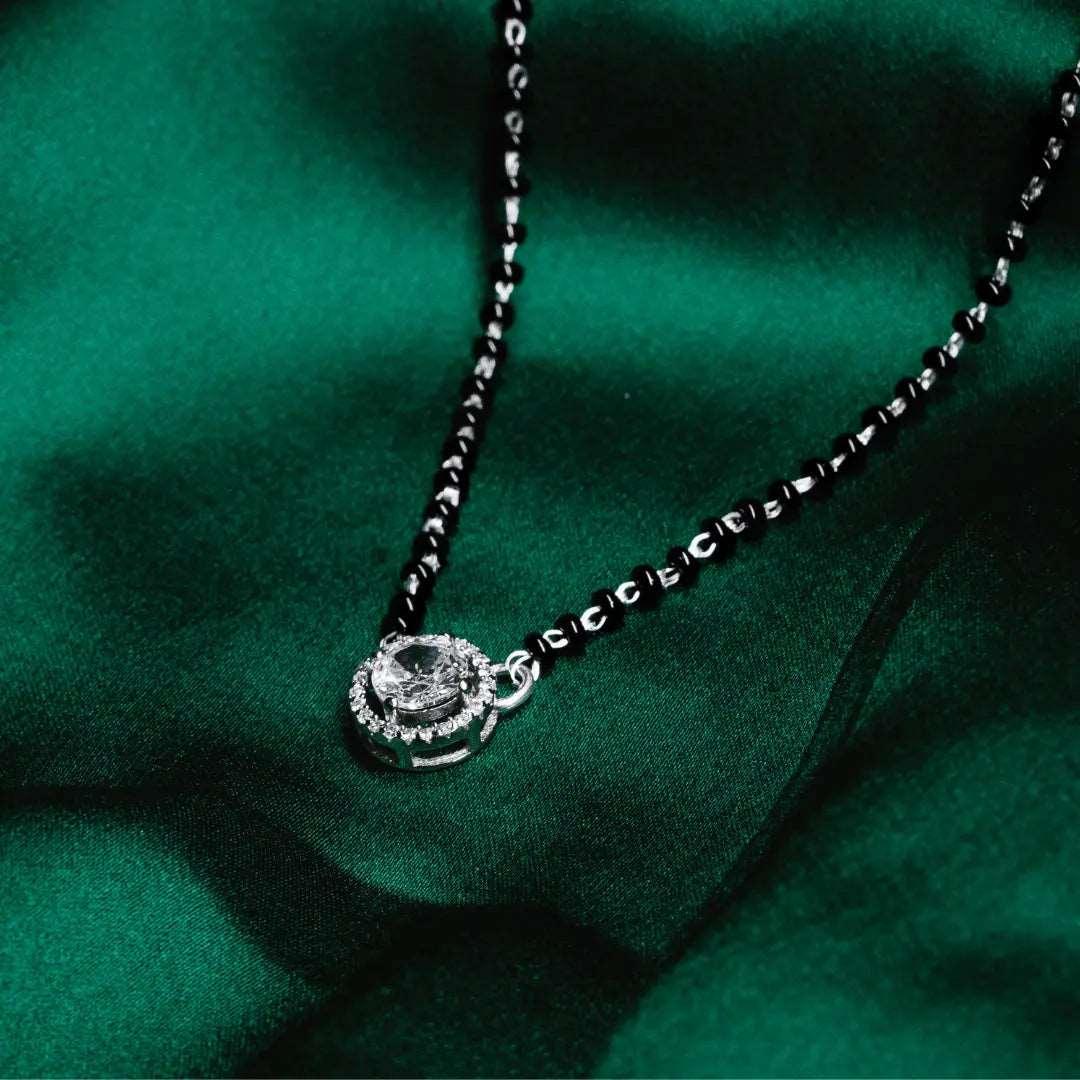 Round Shimmering Silver Mangalsutra
