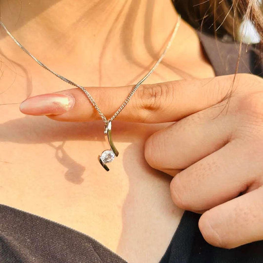Sloping Beads Silver Necklace