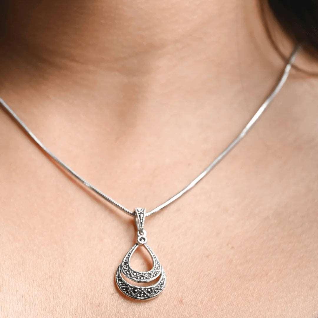 Silver Charm Necklace with Earrings