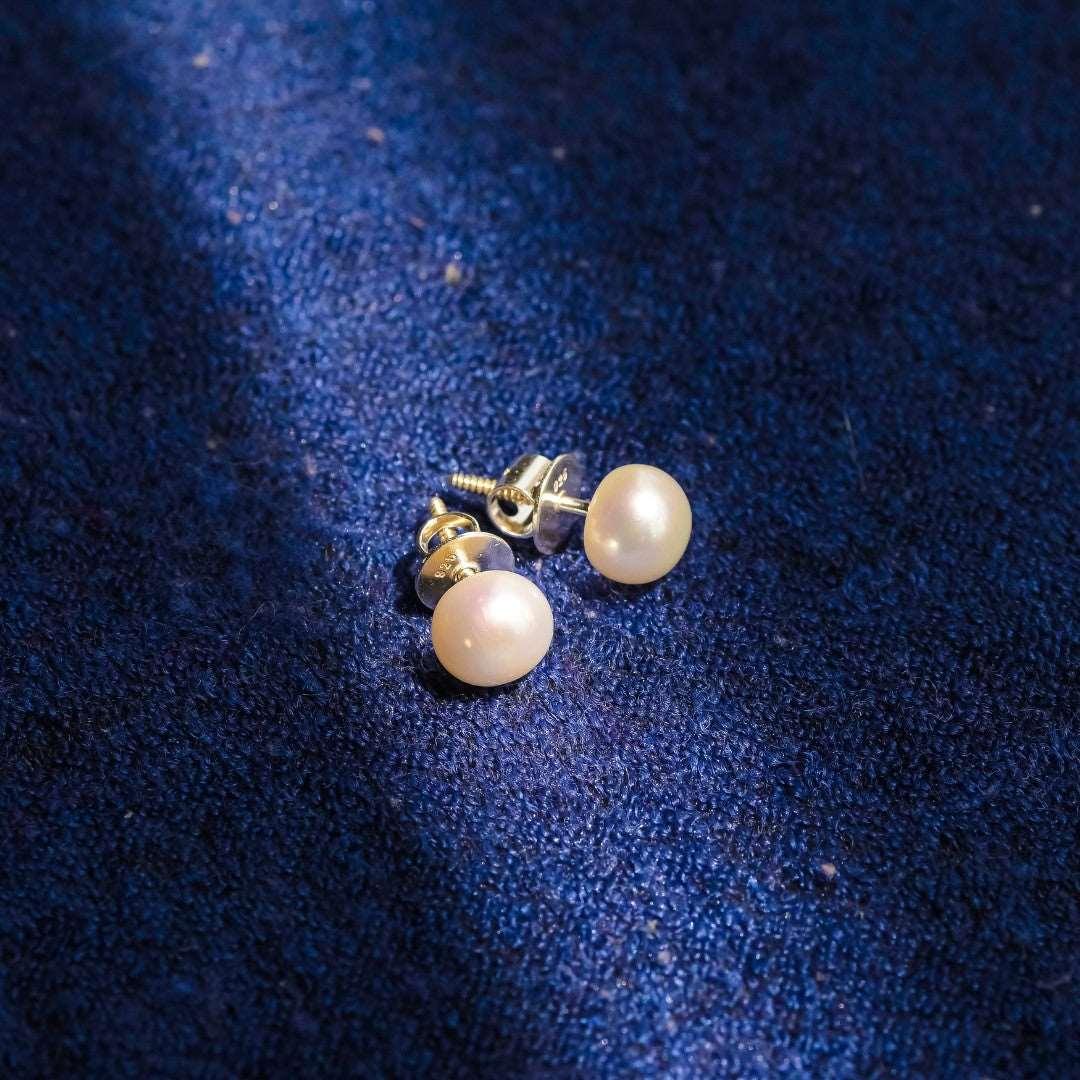 White Pearl Silver Earrings