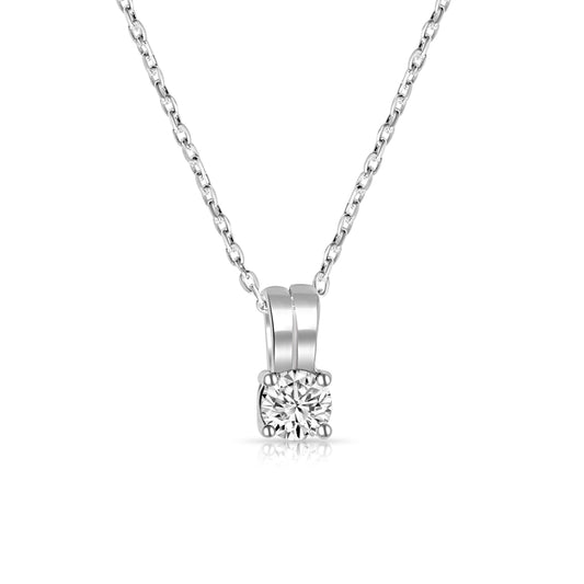 "925 sterling silver necklace with a shimmering cubic zirconia pendant"